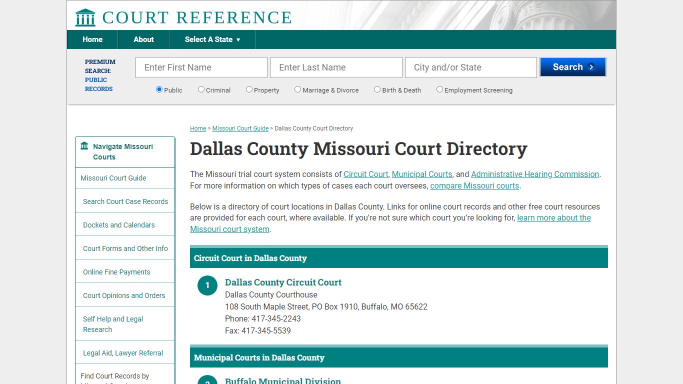 Dallas County Missouri Court Directory | CourtReference.com