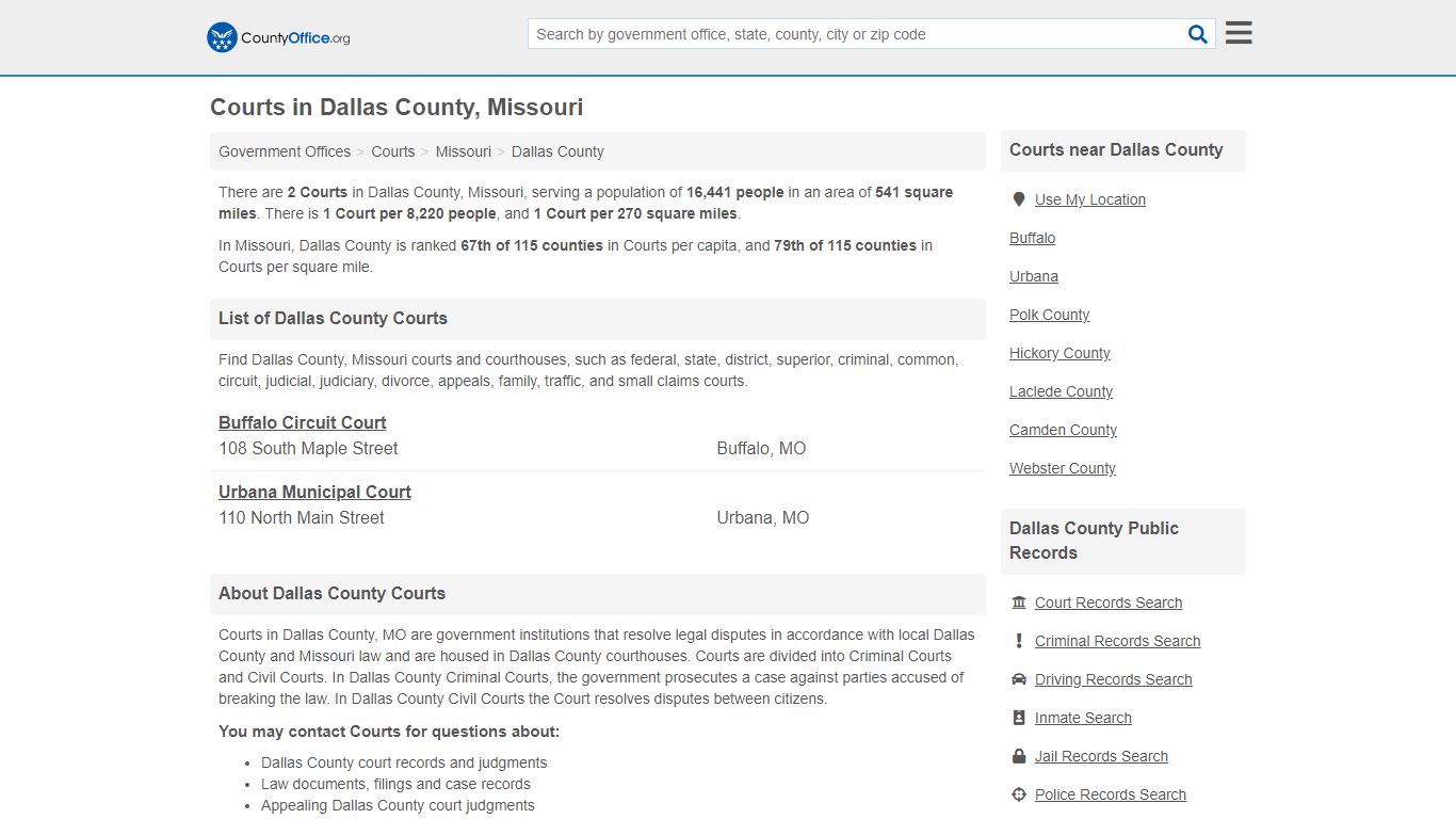 Courts - Dallas County, MO (Court Records & Calendars)